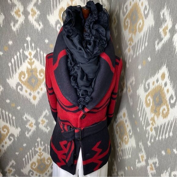 Ralph Lauren Fall 2008 Red & Black Southwestern Wool Beacon Blanket Jacket - Picture 6 of 16